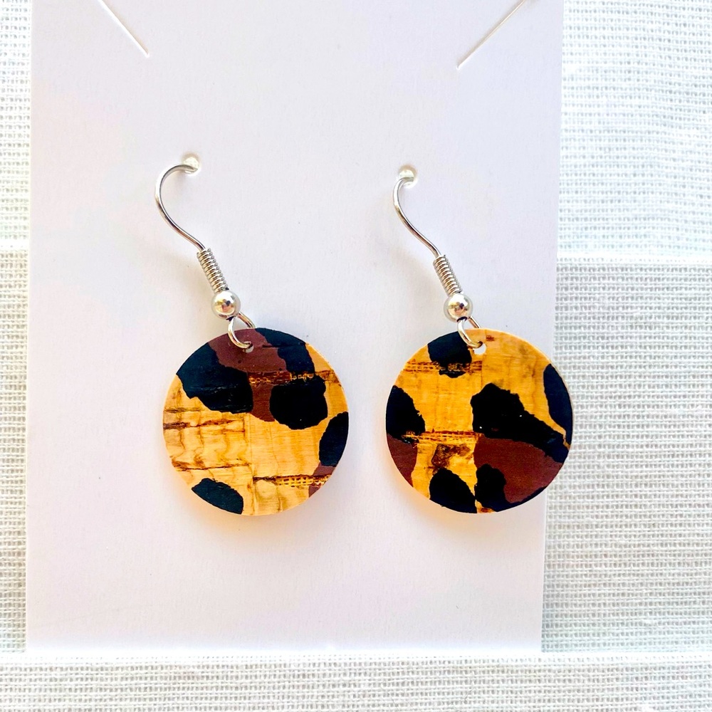 Round Cork Animal Print Earrings- Cheetah Earring’s